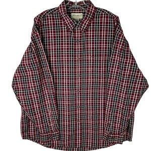 Eddie Bauer Men's Long Sleeve Red Plaid Button Down Shirt XLarge